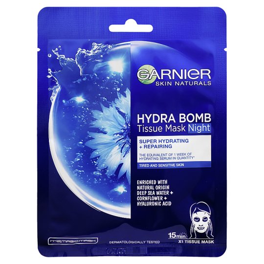 Garnier Skin Naturals nočná regeneračná textilná maska, 28 g