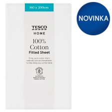 Tesco Home White Fitted Cotton Sheet 160 x 200 cm