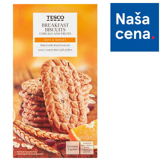 Tesco Cereálne sušienky s müsli a ovocnými kockami 6 x 50 g