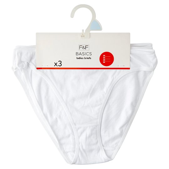 F&F High Leg Brief 3 Pieces in a Pack, S, White