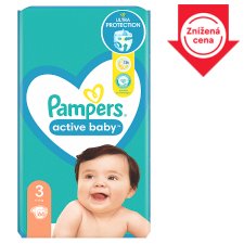 Pampers Active Baby Nappies Size 3 X66, 6kg-10kg
