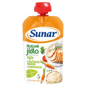 Sunárek Hotové jedlo 6+ ryža s kuracím mäsom a zeleninou 120 g