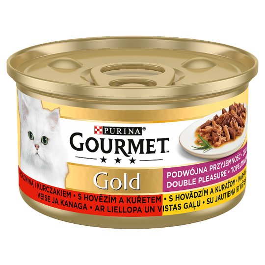 GOURMET Gold Double Pleasure s hovädzím a kuraťom 85 g
