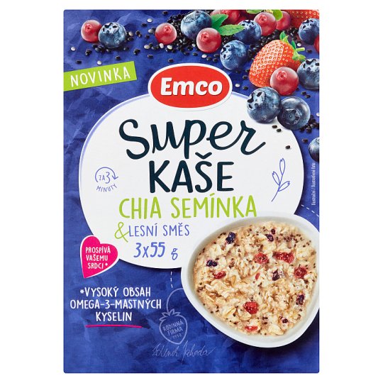 Emco Ovsená kaša chia a lesná zmes 3 x 55 g