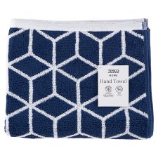 Tesco Home Navy Diamond Geo Hand Towel 50 x 90 cm