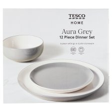 Tesco Home Aura Grey Dinner Set 12 pcs