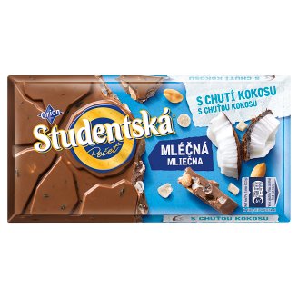 ORION STUDENTSKÁ PEČEŤ mliečna čokoláda s chuťou kokosu 180 g