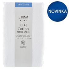 Tesco Home White Fitted Cotton Sheet 180 x 200 cm