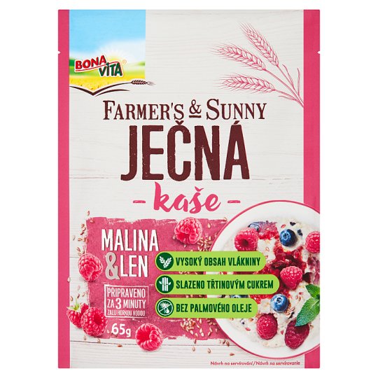 Bona Vita Farmer's & Sunny Jačmenná kaša ľan-malina 65 g