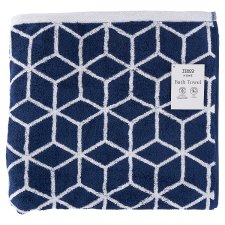 Tesco Home Navy Diamond Geo Bath Towel 70 x 127 cm