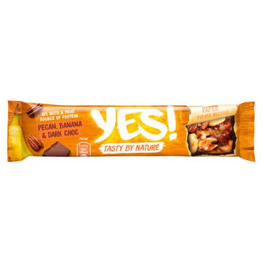 YES! Bar with Nuts, Banana and Dark Chocolate 35 g Tesco Groceries