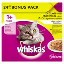 Whiskas Hydinový výber v želé kompletné krmivo pre dospelé mačky 24 x 100 g