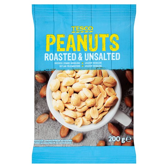 Tesco Roasted & Unsalted Peanuts 200 g - Tesco Groceries