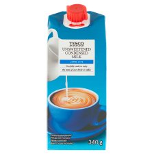 Tesco Zahustené trvanlivé plnotučné nesladené mlieko 340 g