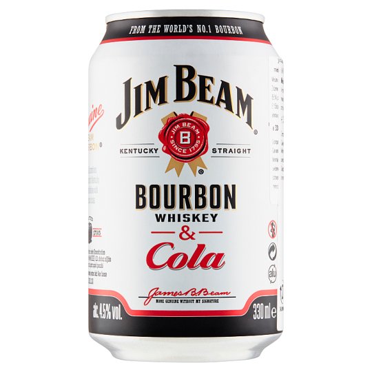 Jim Beam Bourbon Whiskey & Cola miešaný alkoholický nápoj 4,5% 330 ml