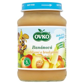 Ovko Dojčenská výživa banánová s jablkami a broskyňami 190 g