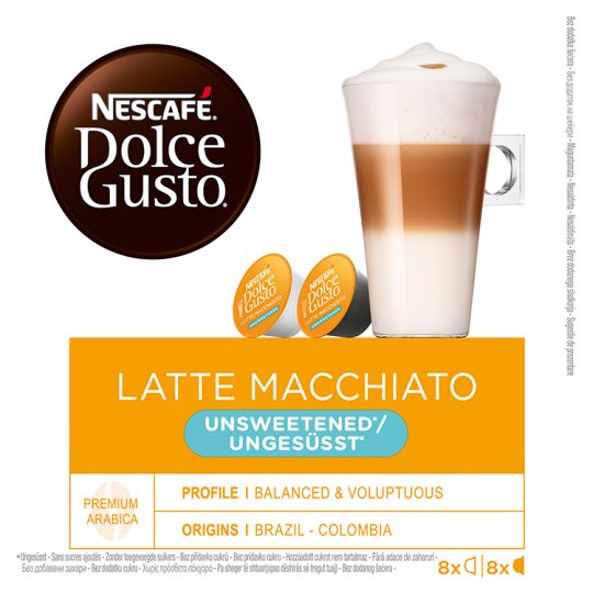NESCAFÉ Dolce Gusto Latte Macchiato Unsweetened - káva v kapsulách - 16 kapsúl v balení