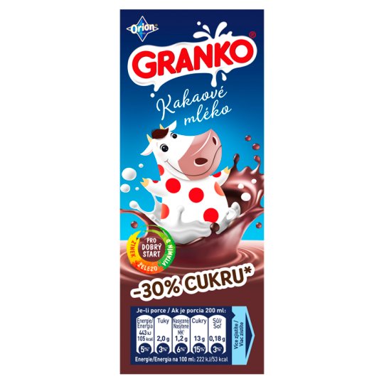 ORION GRANKO Cocoa Milk -30% Sugar 200 ml