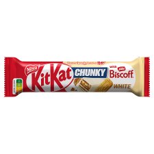 KITKAT CHUNKY white Lotus Biscoff tyčinka s oblátkou v bielej poleve a náplňou s kúskami sušienok 42