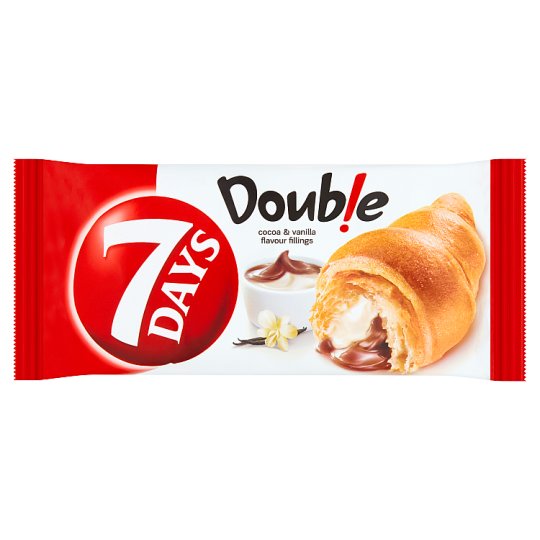 7 Days Double Croissant s kakaovou náplňou a s náplňou s vanilkovou príchuťou 60 g