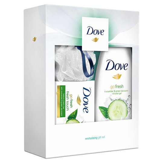Dove Revitalising vianočná darčeková kazeta so sprchovacou hubou pre ženy