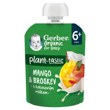 GERBER Organic Fruit Bag Mango and Peach with Coconut Milk 80 g