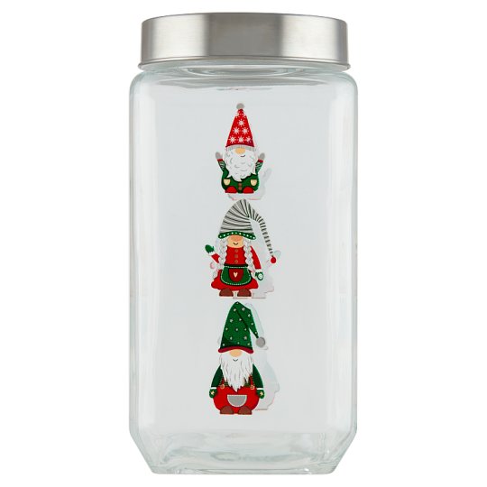 Tesco Christmas Square Glass Storage Jar 1 L Tesco Groceries