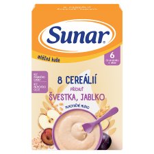 Sunar Milk Porridge 8 Cereals Plum, Apple Flavor 210 g