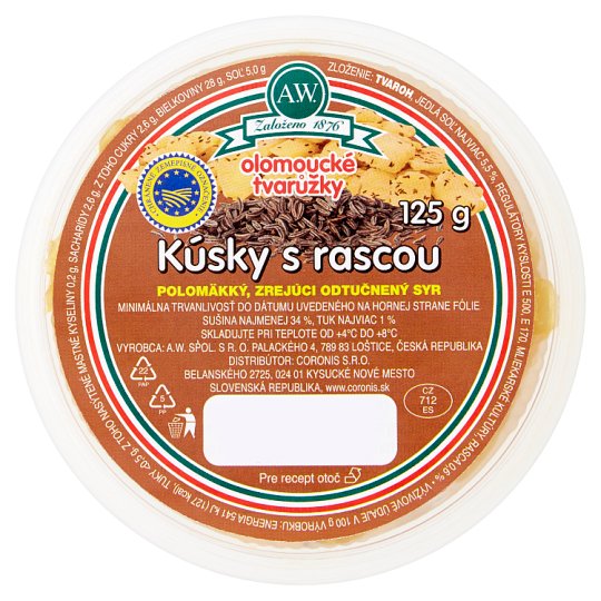 A.W. Olomoucké tvarůžky kúsky s rascou 125 g