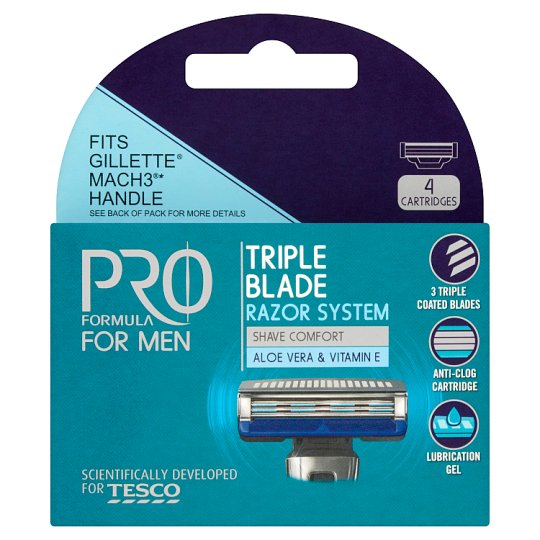 Tesco Pro Formula For Men Right Fit 3 Refills 4 pcs Tesco Groceries