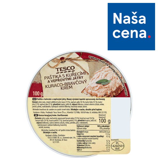 Tesco Kuraco-bravčový krém 100 g