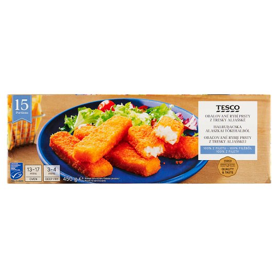 Tesco Obalené rybie prsty z aljašskej tresky 450 g