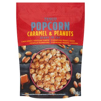 Tesco Popcorn s karamelovou príchuťou a kúskami arašidov 100 g