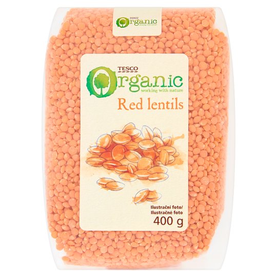 Tesco Organic Červená šošovica, drobnozrnná, lúpaná 400 g