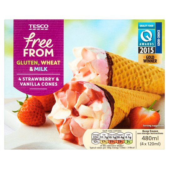 Tesco Free From Iced Dessert with Strawberry Flavour in Gluten Free
