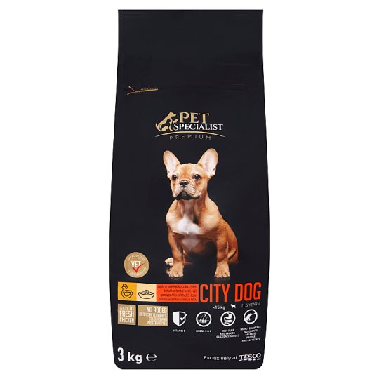 Tesco Pet Specialist Premium City Dog Rich in Fresch Chicken with Rice 3 kg Tesco Groceries
