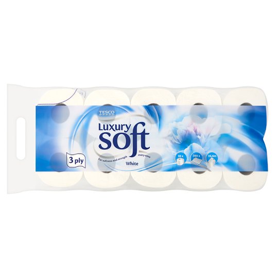Tesco Soft Luxury White toaletný papier 3 vrstvy 10 kotúčov