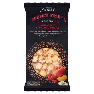 Tesco Finest Karamelové pukance so sušenými malinami a broskyňami s jogurtovou polevou 170 g