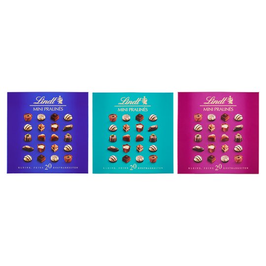 Lindt Mini Pralinés kolekcia plnených čokoládových bonbónov z mliečnej a horkej čokolády 100 g