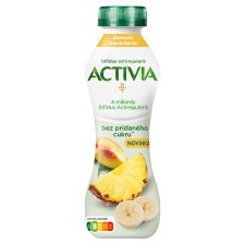 Activia probiotický jogurtový nápoj broskyňa, ananás a banán bez pridaného cukru 270 g