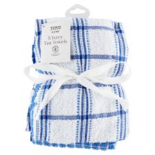 Tesco Home Terry Tea Towel Blue 5 pcs