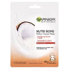 Garnier Skin Naturals vyživujúca textilná maska s kokosovým mliekom Nutri Bomb, 28 g