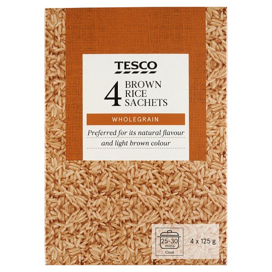 Tesco Dlhozrnná ryža, pololúpaná, vo varných vreckách 4 x 125 g