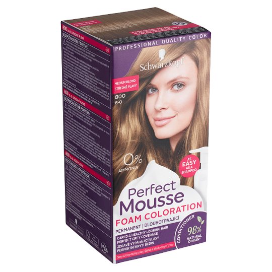 Schwarzkopf Perfect Mousse Hair Color Medium Blonde 800 (80) Tesco Groceries
