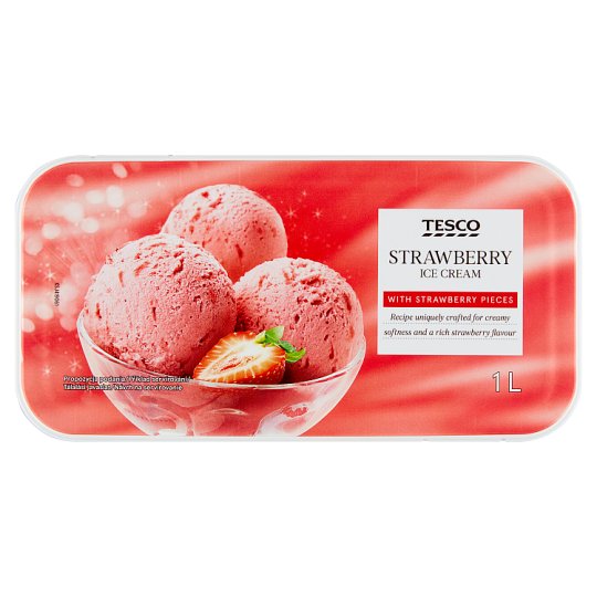 Tesco Smotanový mrazený krém jahodový 1 l