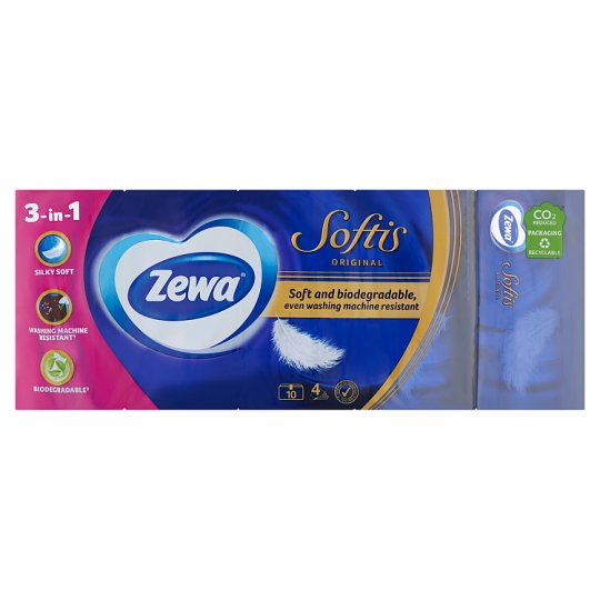 Zewa Softis Papierové vreckovky 4-vrstvové 10 x 9 ks