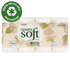 Tesco Soft Luxury Eco Toilet Paper 3 Ply 8 Rolls