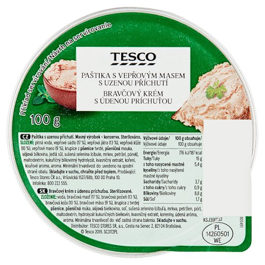 Tesco Pork Paté with Smoked Flavour 100 g - Tesco Groceries