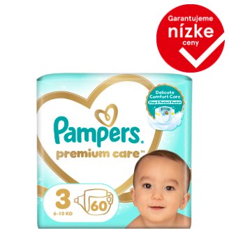 Pampers Premium Care Detské Jednorazové Plienky, Veľkosť 3 (Midi) 5 – 9 kg, 60 Kusov