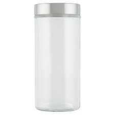 Tesco Round Storage Jar with Silver Lid 1.2 L